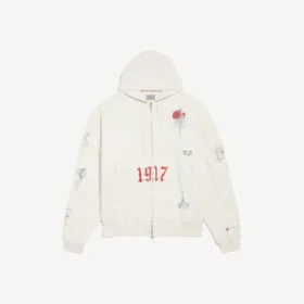 Oversized luvtröja med dragkedja för män i färgen kräm