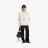 Oversized luvtröja med dragkedja för män i färgen kräm Oversized luvtröja med dragkedja för män i färgen kräm
