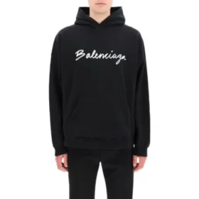 Oversized popover-luvtröja med skriptlogotyp ”Black White” 674986TMVB51070 Oversized popover-luvtröja med skriptlogotyp ”Black White” 674986TMVB51070