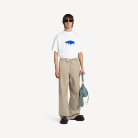 Oversized T-shirt för herr i vitt med ”Wet Brush”-motiv