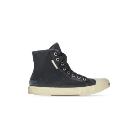 Paris högskurna Sneakers ”Svart slitna Denim och vitt gummi” 688756W3RC11090