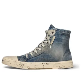 Paris High Top Sneakers ”Blue Destroyed Denim and Rubber” 688752W3RCL4090