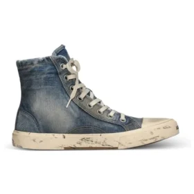 Paris High Top Sneakers ”Blue Destroyed Denim and Rubber” 688752W3RCL4090