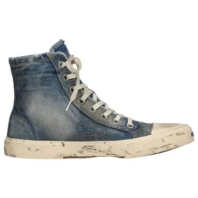 Paris High Top Sneakers ”Blue Destroyed Denim and Rubber” 688756W3RCL4090