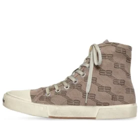 Paris High Top-Sneakers ”Tan BB Monogram Cotton and White Rubber” 688756W3RQ12298