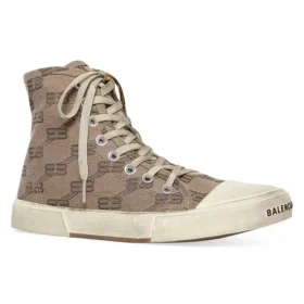 Paris High Top-Sneakers ”Tan BB Monogram Cotton and White Rubber” 688756W3RQ12298