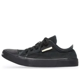 Paris låga Sneakers ”Svart sliten bomull och svart gummi” 688754W3RP21010