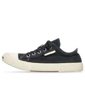 Paris låga Sneakers ”Svart slitna bomull och vitt gummi” 688754W3RC21090