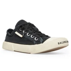 Paris låga Sneakers ”Svart slitna bomull och vitt gummi” 688754W3RC21090