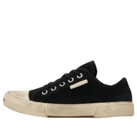 Paris låga Sneakers ”Svart slitna bomull och vitt gummi” 688757W3RC21090