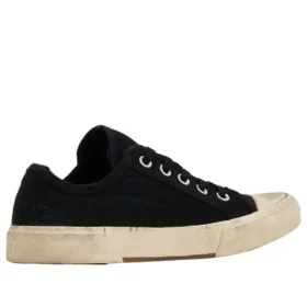 Paris låga Sneakers ”Svart slitna bomull och vitt gummi” 688757W3RC21090