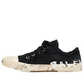 Paris låga Sneakers ”Svart slitna bomull och vitt gummi med graffiti” 688754W3RR51099
