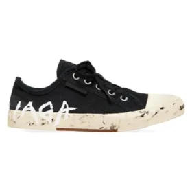 Paris låga Sneakers ”Svart slitna bomull och vitt gummi med graffiti” 688754W3RR51099