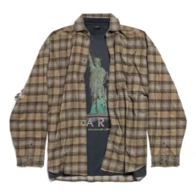 Paris Liberty-skjorta i lager-på-lager-stil, oversized ”Mörkgrön” 794656TQM202880