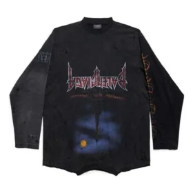 Paris Moon Upside Down långärmad T-shirt i oversized-modell ”Black Faded” 698155TOVT31055