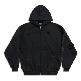 Paris Moon ytterplagg med dragkedja och huva, oversized ”Black” 744444TOVE51055