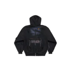 Paris Moon ytterplagg med dragkedja och huva, oversized ”Black” 744444TOVE51055