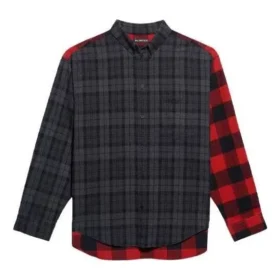 Patchwork-rutig flanellskjorta ”Red Black” 647364TJM136167