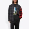 Patchwork-rutig flanellskjorta ”Red Black” 647364TJM136167