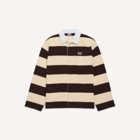Pikétröja för herr i mörkbrunt/beige
