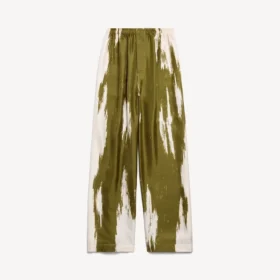 Pyjamasbyxor för dam i khaki med borstad, skrapad yta
