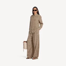 Pyjamasbyxor för dam med monogram i beige/svart