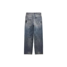 Raka Denim-byxor med doodle-tryck ”Blue” 746986TOW664036