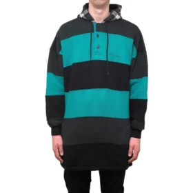 Randig oversized-luvtröja ”Green Black” 556137TDV325567