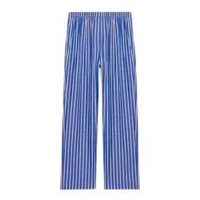 Randiga byxor i bomullspoplin med vida ben ”Blue” 583438TJM214800