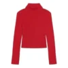 Ribbad, tryckt FREE-tröja med hög hals ”Red” 662722T32106167