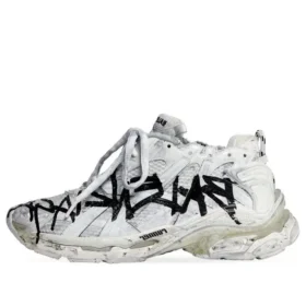 Runner Graffiti Sneakers ”Black and White Mesh and Nylon” 677403W3RBQ9010