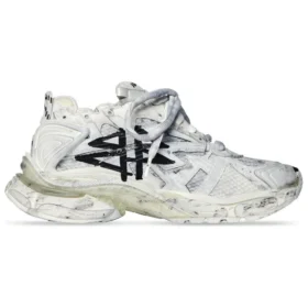 Runner Graffiti Sneakers ”Black and White Mesh and Nylon” 677403W3RBQ9010