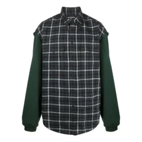 Rutig flanellskjorta med paneler ”Green” 658936TCM013064
