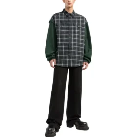 Rutig flanellskjorta med paneler ”Green” 658936TCM013064