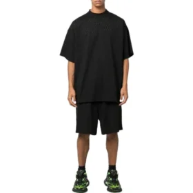 Shorts med perforerad elastisk midja ”Black” 674591TMVD41000
