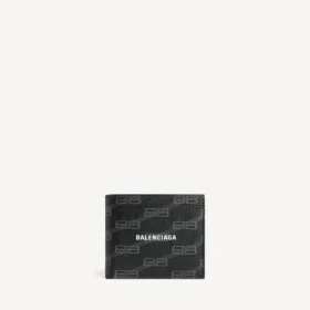 Signaturplånbok för män, fyrkantig och vikbar, i BB Monogram-belagd canvas i svart/grått