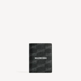Signaturplånbok för män, vertikal, dubbelfälld, BB Monogram-belagd canvas i svart/grått