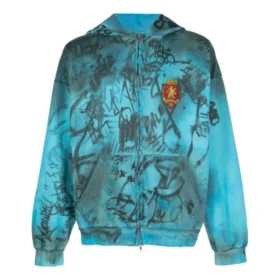 Skater-luvtröja med dragkedja, medium passform ”Blue Sky” 744457TOVA84900