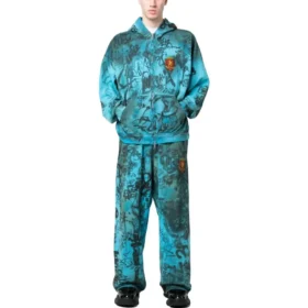 Skater-luvtröja med dragkedja, medium passform ”Blue Sky” 744457TOVA84900