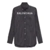 Skjorta med logotyp på bröstet, randig logotyp och knappar ”Black” 583989TGM041070