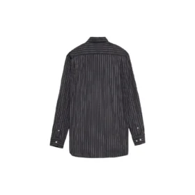 Skjorta med logotyp på bröstet, randig logotyp och knappar ”Black” 583989TGM041070