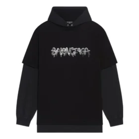 Slime T-shirt med huva och dubbla långa ärmar ”Svart” 681029TLVF11069