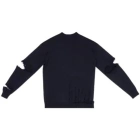 Sliten stickad tröja med V-ringning ”Navy” 696091T16420414