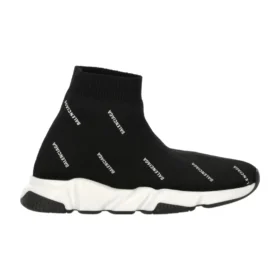 Speed 1.0 Sneakers ”White Logo Monogram Black Knit” 597425W2DBF1015