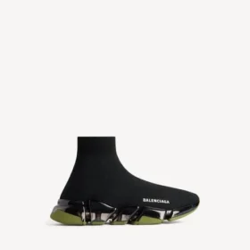 Speed 2.0 för män – sneaker i återvunnen stickad tröja med helt genomskinlig sula i svart/khaki