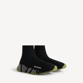 Speed 2.0 för män – sneaker i återvunnen stickad tröja med helt genomskinlig sula i svart/khaki