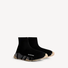 Speed 2.0-sneaker för herr med helt genomskinlig sula i återvunnen stickad tröja i svart/beige