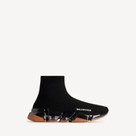 Speed 2.0-sneaker för herr med helt genomskinlig sula i återvunnen stickad tröja i svart/orange