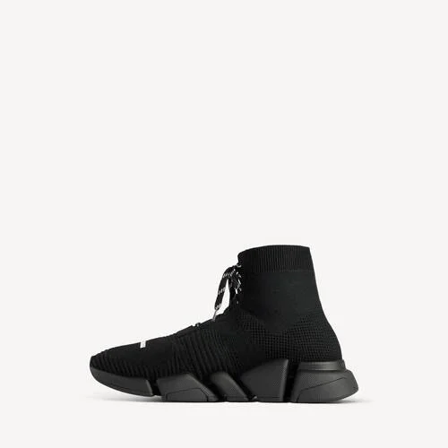 Speed 2.0-sneaker för herr med snörning i återvunnen stickad tyg i svart Speed 2.0-sneaker för herr med snörning i återvunnen stickad tyg i svart