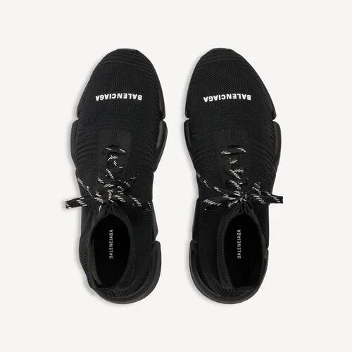 Speed 2.0-sneaker för herr med snörning i återvunnen stickad tyg i svart Speed 2.0-sneaker för herr med snörning i återvunnen stickad tyg i svart